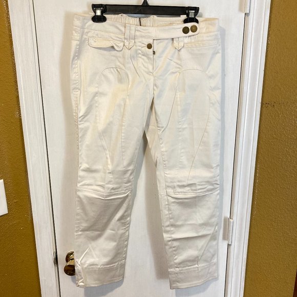 Coast Weber Ahaus women's size 44 IT off-white elastic waist satin pants 32x28 - Picture 1 of 10